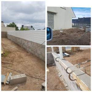 Photo de galerie - Mur de clôture + pose lames PVC 