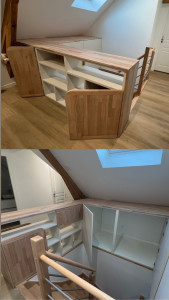 Photo de galerie - Réalisation d’un garde corps sur mesure avec rangement , teinte sur mesure , façade et habillage en bois massif . d’autre photos et réalisation disponible 