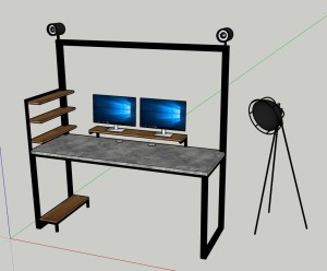 Photo de galerie - Modélisation d'un bureau sur mesure en métal et bois