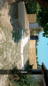 Photo de galerie - Réalisation de deux terrasse plus pergola panneau en bois aller en pierre