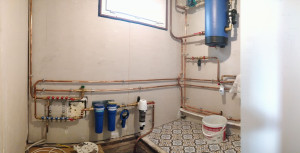 Photo de galerie - Reprise d'arrivée d'eau, alimentation d'une nourrice eau froide via 3 filtres pour branchement de pompe à chaleur 