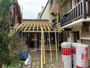 Photo de galerie - Création de charpente pour toiture, ardoise