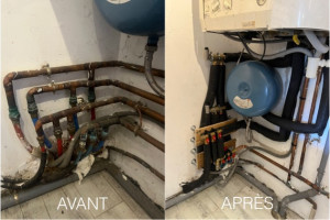 Photo de galerie - Reprise de deux collecteurs de chauffage et de l'eau sanitaire.