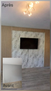 Photo de galerie - Habillage d'un mur TV
