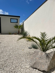 Photo de galerie - Plantes exotiques et enrochement 