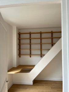 Photo de galerie - Réalisation d un bureau bibliothèque en plaqué chêne 