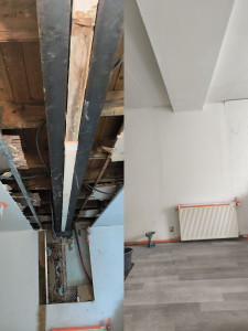 Photo de galerie - Reprise mur et plafond après pose IPN