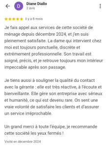 Photo de galerie - Avis d'une cliente pour laquelle nous réalisons des prestations ponctuelles.