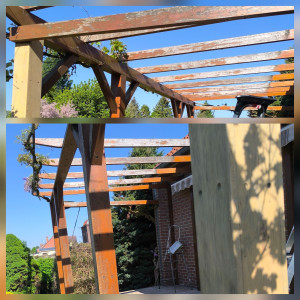 Photo de galerie - Ponçage à nu de cette pergola 