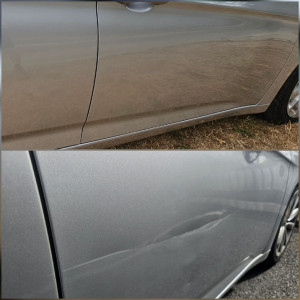 Photo de galerie - Réparations de la porte et passage en peinture pour cette Hyundai I40, ainsi que les deux bas de caisses. 