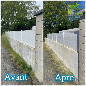 Photo de galerie - Nettoyage de muret avec produits + application produit imperméable 