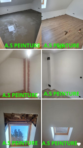 Photo de galerie - Rehaussement de vélux , mise en peinture, ragréage et pose de parquet