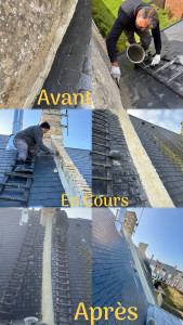 Photo de galerie - Remise en état d’un faîtage attaquer part l’air de la mer enduit à la chaux