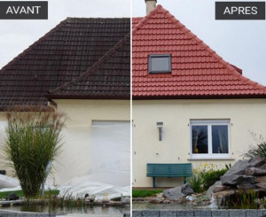 Photo de galerie - Nettoyage toiture et traitement hydrofuge coloré 