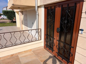 Photo de galerie - Mise en peinture d’une porte d’entrée et application d’une laque sur les barreaux 