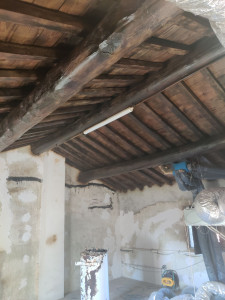 Photo de galerie - Avant réfection des murs après traitement poutres