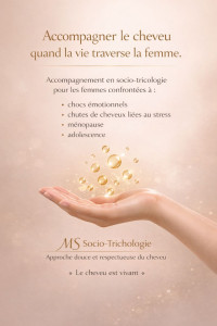 Photo de galerie - Accompagnement en soins capillaires 
Lissages personnalisé, extensions a froid 

Instagram 
ms_soins_et_lissages

ms_sociotrichologie 
