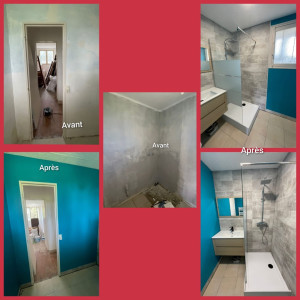 Photo de galerie - Rénovation complète d’une salle de bain (peinture et carrelage)