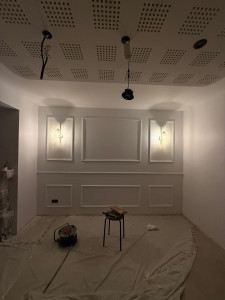Photo de galerie - Tirage de câble, pose d’interrupteur,Pose des luminaires, création des moulures décoratif,et peinture. 