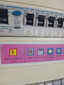 Photo de galerie - Dépannage + identification des différents circuits (pose étiquettes sur tableau répartiteur)