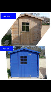Photo de galerie - Ponçage et mise en peinture d’un abri de jardin 