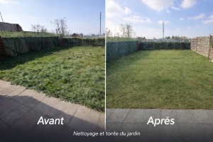 Photo de galerie - Avant/Apres nettoyage et tonte de jardin 