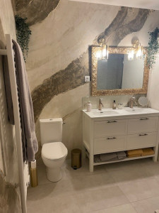 Photo de galerie - Venetian plaster wall in luxury bathroom