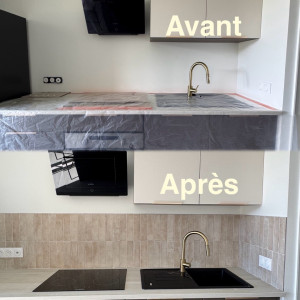 Photo de galerie - J’ai posé le carrelage pour la crédence de la cuisine.