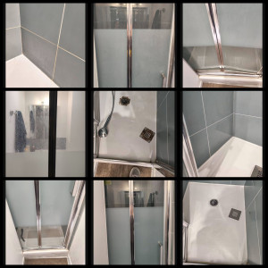 Photo de galerie - Nettoyage approfondi de la salle de bains avec détartrage complet des surfaces et élimination des dépôts de calcaire.