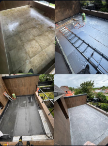Photo de galerie - Réalisation d’une toiture terrasse avec dalle sur plot