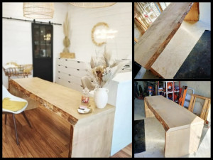 Photo de galerie - Création d'un plan de travail en bois brut pour une boutique