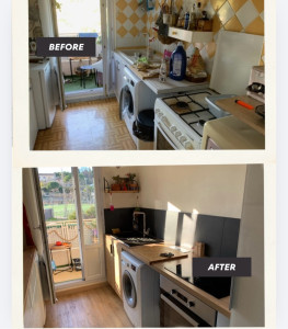 Photo de galerie - Revêtement sol, peinture, crédence la pose de plaque de four, plan de travail