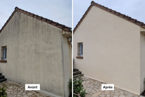 Photo de galerie - Nettoyage d'une façade avant/après 