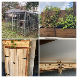 Photo de galerie - Montage d une cage a chien et réalisation de meubles en palettes récupérer 