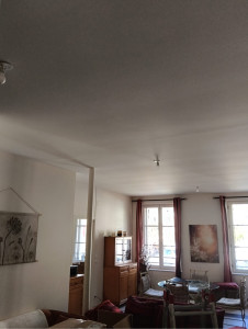 Photo de galerie - Installation et pose d’éclairages dans un salon, avec travail propre et soigné.