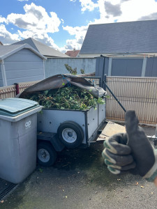 Photo de galerie - Tout ce que vous voyez dans la remorque correspond aux déchets verts que nous avons débroussaillés sur un terrain. Le travail a été réalisé efficacement à deux personnes, avec tout le débroussaillage et le nettoyage effectués sur place.