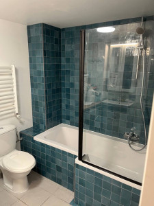 Photo de galerie - Sur cette photo, nous avons installé la baignoire et réalisé une magnifique finition avec du carrelage.