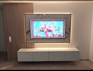 Photo de galerie - Création d'un mur TV + fixation meuble TV
