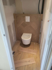 Photo de galerie - Carrelage + pose wc suspendu