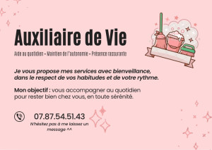 Photo de galerie - Auxiliaire de vie je vous propose mes services au quotidien ! 