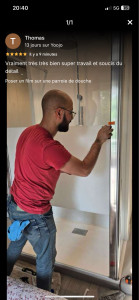 Photo de galerie - Pose de film sablé sur parois de douche