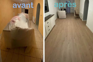 Photo de galerie - Pose de parquet sur salon 