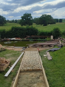 Photo de galerie - Pose des bordures et pavés 