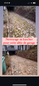 Photo de galerie - Nettoyage d’une entrée de garage au Karcher  