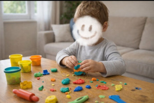 Photo de galerie - Activité pâte à modeler lors d'un baby-sitting photos prises avec l'accord des parents bien sûr