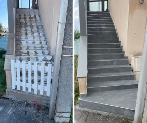 Photo de galerie - Revêtement d’un escalier en béton.