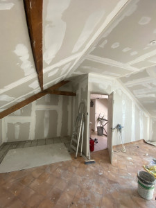 Photo de galerie - Rampant = isolation 100 + 200 croisé et pose placo ba13 
