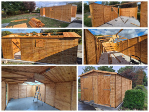 Photo de galerie - Montage d'un garage en kit de 18m² sur dalle béton existante.