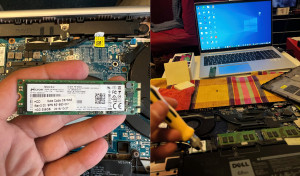 Photo de galerie - Changement de disque dur et carte réseau sur PC portable