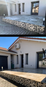 Photo de galerie - Nettoyage terrasse Travertin bénéficier de -50% de crédit impôt 